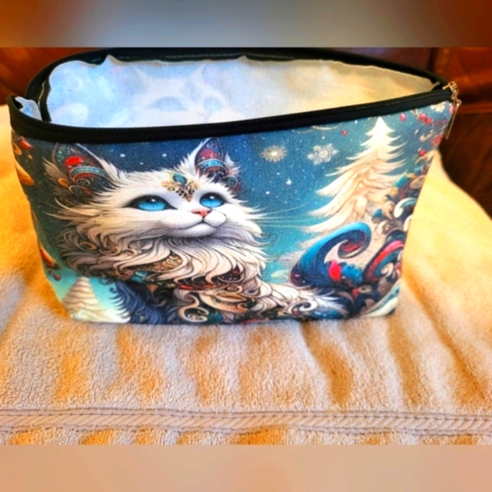 Bohemian Cat‎ Canvas Makeup Bag - NEW - Picture 2 of 9